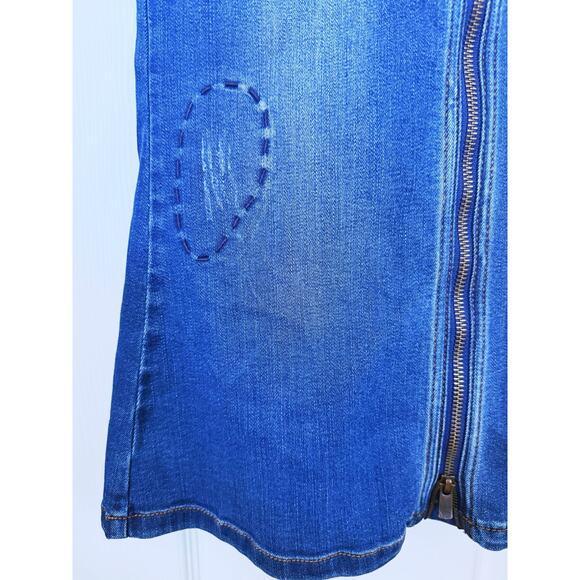Miss Sixty Vintage Y2K Denim Overall Skirt Low Rise Zipper Patchwork Small Retro - Picture 9 of 12